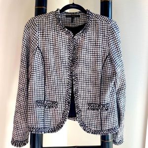 WHBM Black, White, Silver Houndstooth Blazer